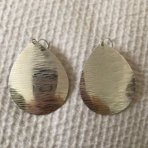 Flat, tear drop, silver earrings